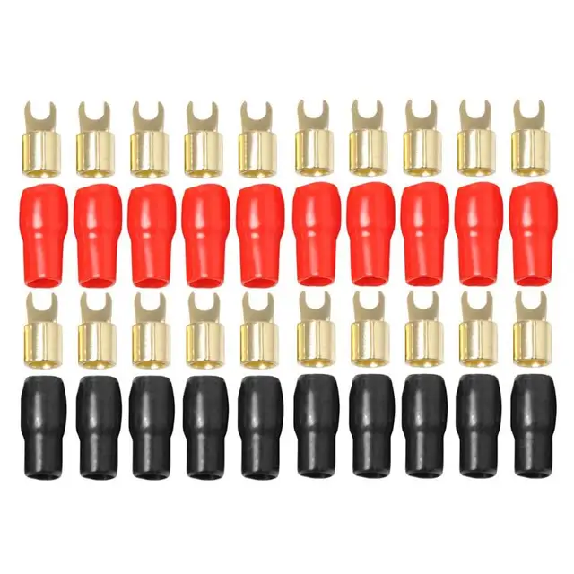 4ga Gauge Wire Cable Fork Terminals Brconnectors With Redblack Boots Auto Replacement Part 4ga Gauge Wire Cable Fork Terminals Brconnectors With Redblack Boots Auto Replacement Part