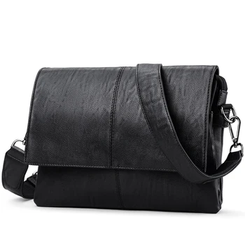 

FANTI 2019 New Vintage Men Casual Leather Shoulder Bag Black Sathchels Male Business Messenger Bags Men's Travel Crossbody Bags