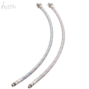 

hm Faucet Hose 2X20''Flexible Plumbing Hoses Faucets 1/2 "Line Tubing Stainless Steel Bathroom Products Water Supply Line Hose