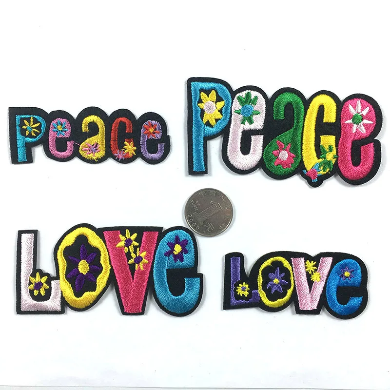 1pc Hot Love And Peace Girls Children Sequin Fabric Patches For Tshirt Hat Backpack Clothing Sewing High Quality Patch | Дом и сад