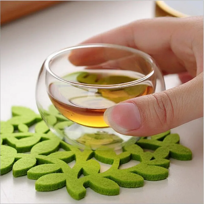 6PCS/lot good quality high borosilicate small double layer cup 50ml capacity temperature resistance glass | Дом и сад