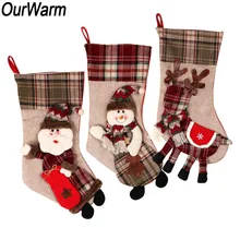 

OurWarm 3pcs Big Christmas Stockings 46*22cm Santa Claus Reindeer Snowman Christmas Gift Holder Christmas Tree Decor Ornaments