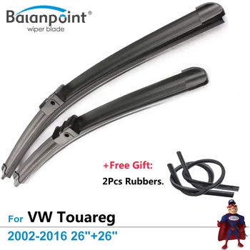 

2Pcs Wiper Blades + 2Pcs Free Rubbers for Volkswagen Touareg 2002-2016 26"+26", Exact Fit Windscreen Wipers