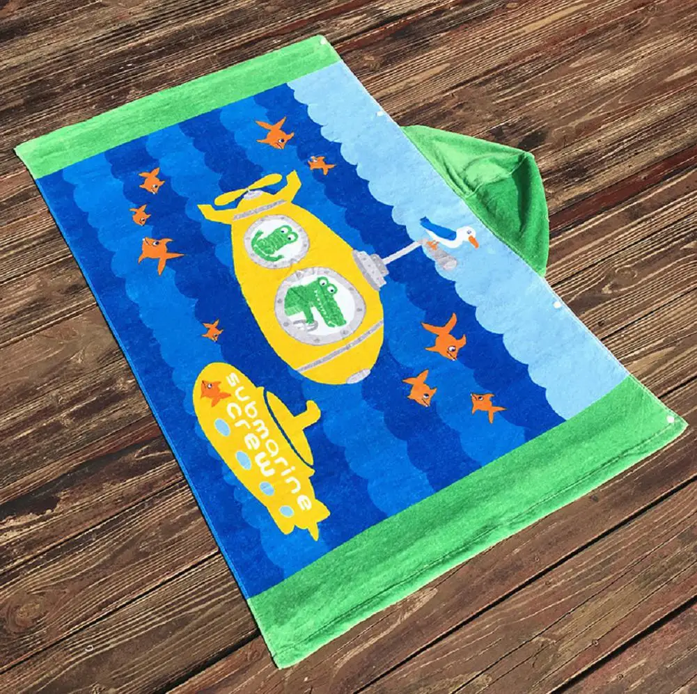 Милая пляжная одежда с капюшоном для маленьких мальчиков и девочек Полосатое банное полотенце с принтом детская одежда для плавания 127*76 см - Цвет: Оранжевый