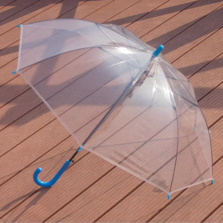 Long curve handle transparent umbrellas for children outdoor rain tools
