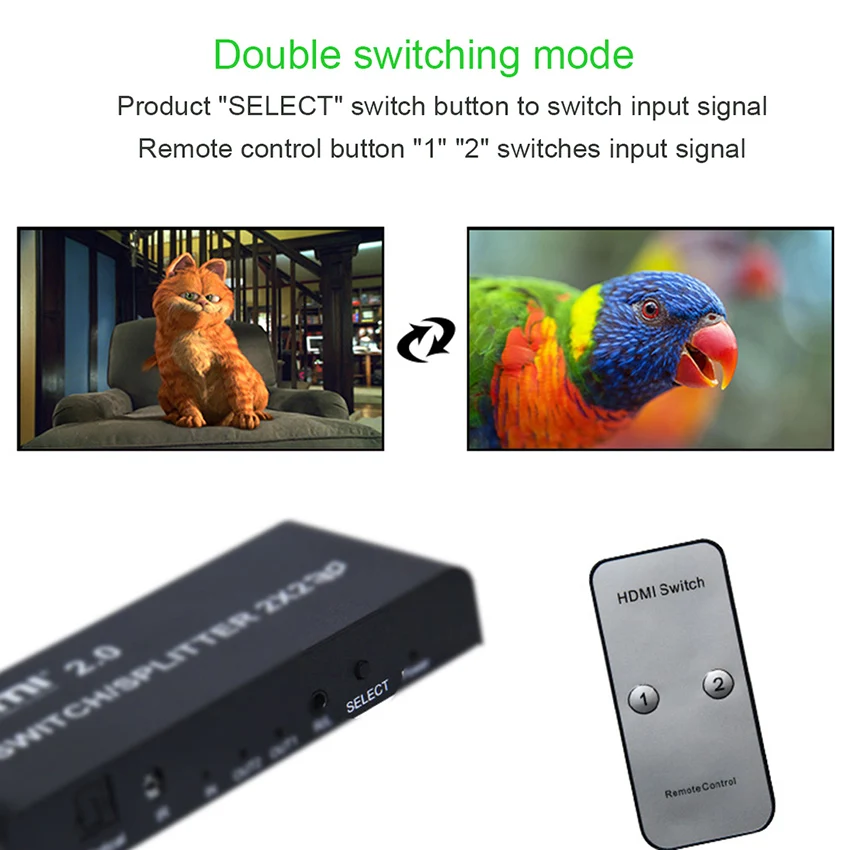 2x2 HDMI 2,0 коммутатор, переключатель 4K@ 60Hz YUV 4:4:4 оптический SPDIF+ 3,5 мм jack аудио экстрактор с ИК-пультом дистанционного управления