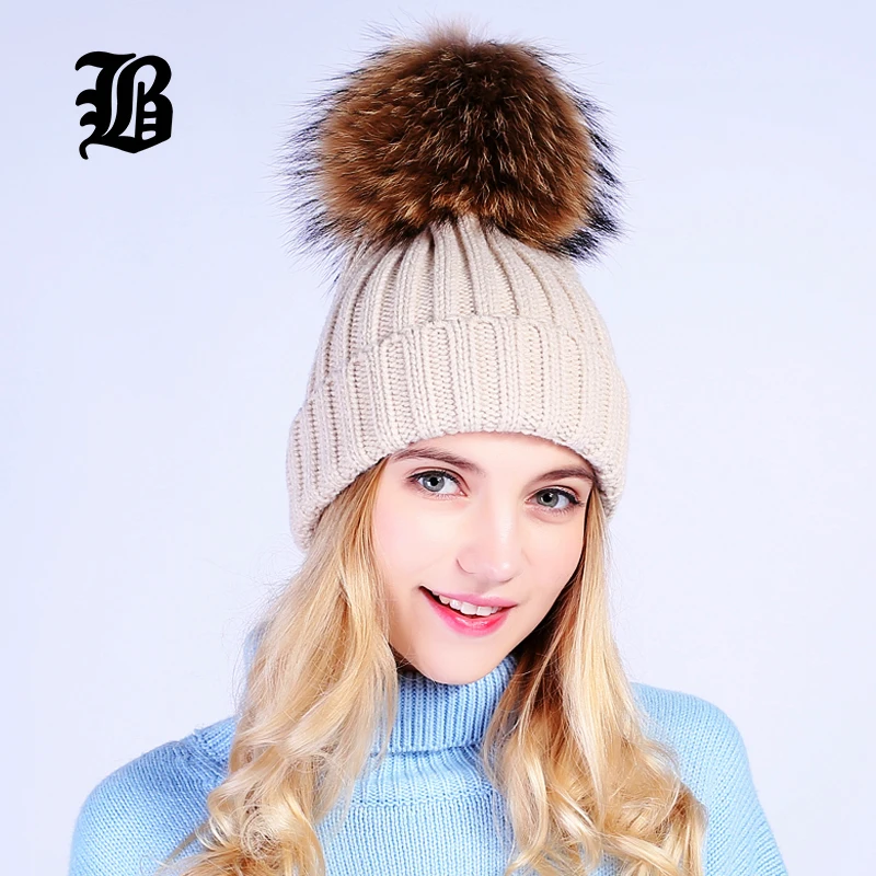 poms real knitted for pom hats fur Real Hat Fur Pom Mink Wholesale Knitted [FLB] Ball Poms