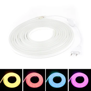 

220V Neon Led RGB Stripe Light Flexible Ribbon fita IP68 Waterproof RGB SMD 2835 120leds/m 1M-20M LED Strip Light Neon LED Lamp