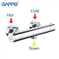 GAPPO シャワーの蛇口真鍮クロームタップウォールマウントサーモスタットシャワー蛇口浴室タップミキサー浴室のシャワーヘッドセット潅水