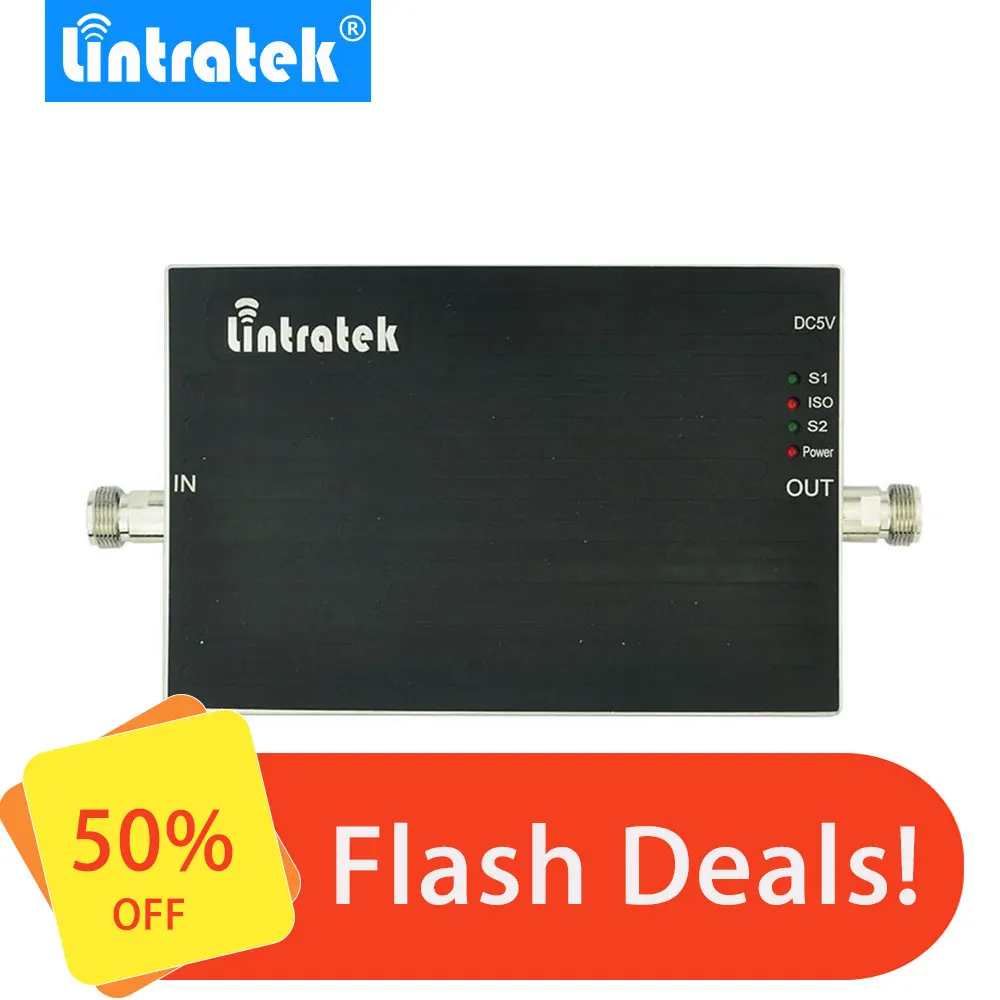 Lintratek UMTS 850Mhz 1900Mhz Усилитель сотового телефона 65dB усиление B5 + B2 2G 3g двухдиапазонный