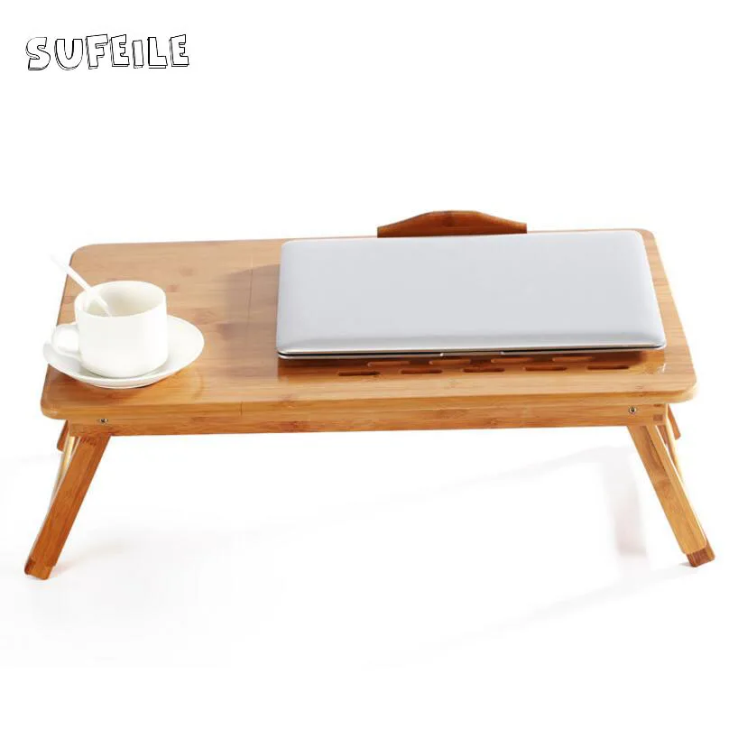 SUFEILE Outdoor office Natural Bamboo Laptop Table Desk Adjustable