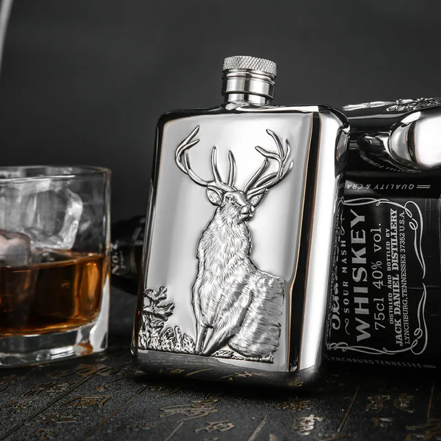 deer merry christmas Hip Flasks Portable Stainless Steel Pocket Hip