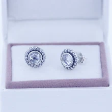 Nueva Compatible con Europa Lagacy Joyas Brillantes Aretes de Plata pendiente con CZ 925 Plata Esterlina DIY joyería de las mujeres
