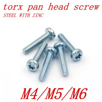 

100pcs M4 M5 M6 grade 8.8 steel with zinc torx six-lobe pan head screw