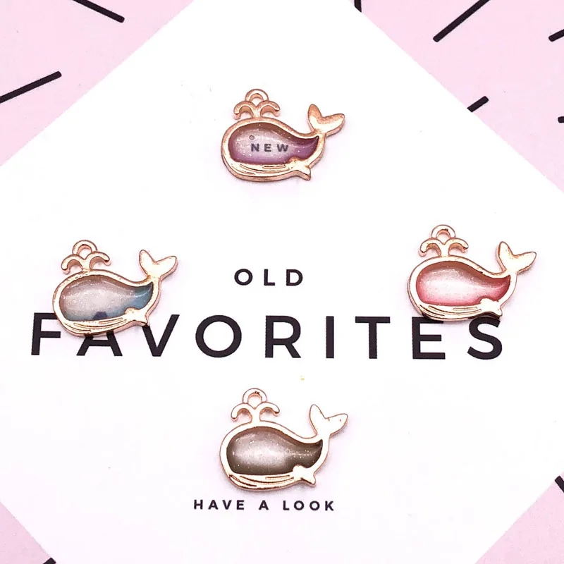 

10pcs Cute Whale Enamel Charms DIY Jewelry Accessories Gold Tone Drop Oil Alloy Pendant Bracelets Pendant Handmade YZ208