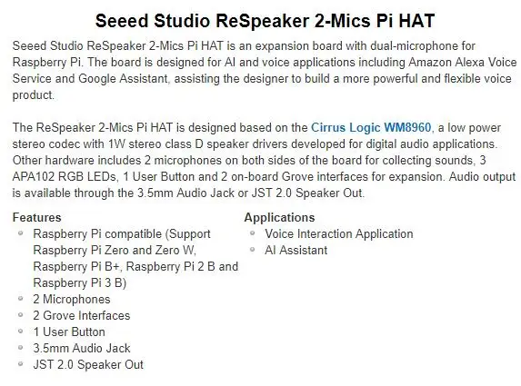 ReSpeaker-2-Mics INFO