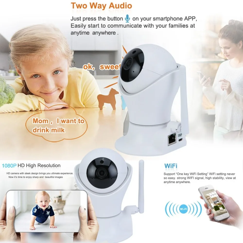 

360 Degreen Panoramic Camera PTZ 1080P HD 200W IP Camera Universal Night View Office Home Monitor WiFi Indoor Security Webcam