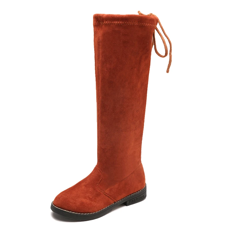 

Boys Girls High Boots 2018 Autumn Leather New Big Kids Children's Boots Winter High Tube Korean Princess Over the knee Boots