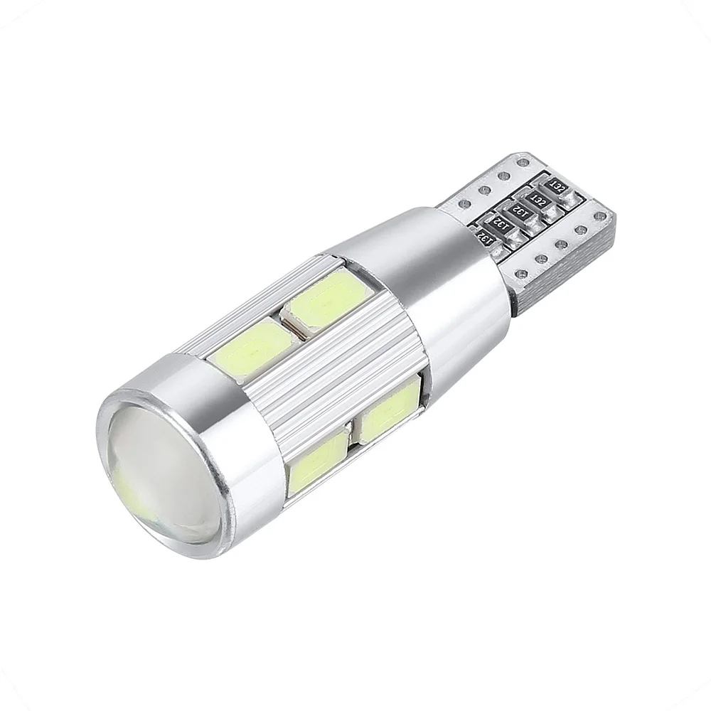 T10 10 SMD 5630 светодиодный проектор Объектив Автомобильные Габаритные фонари W5W 501 10SMD 5730 СВЕТОДИОДНЫЙ Автомобильный габаритный фонарь парковочная лампа Canbus без ошибок