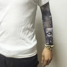 1pc new 40cm tattoo sleeve color styles elastic Fake 100%nylon Arm stocking Buddha Wolf Dragon Skull design halloweend cool men 1pc new 40cm tattoo sleeve color styles elastic Fake 100%nylon Arm stocking Buddha Wolf Dragon Skull design halloweend cool men