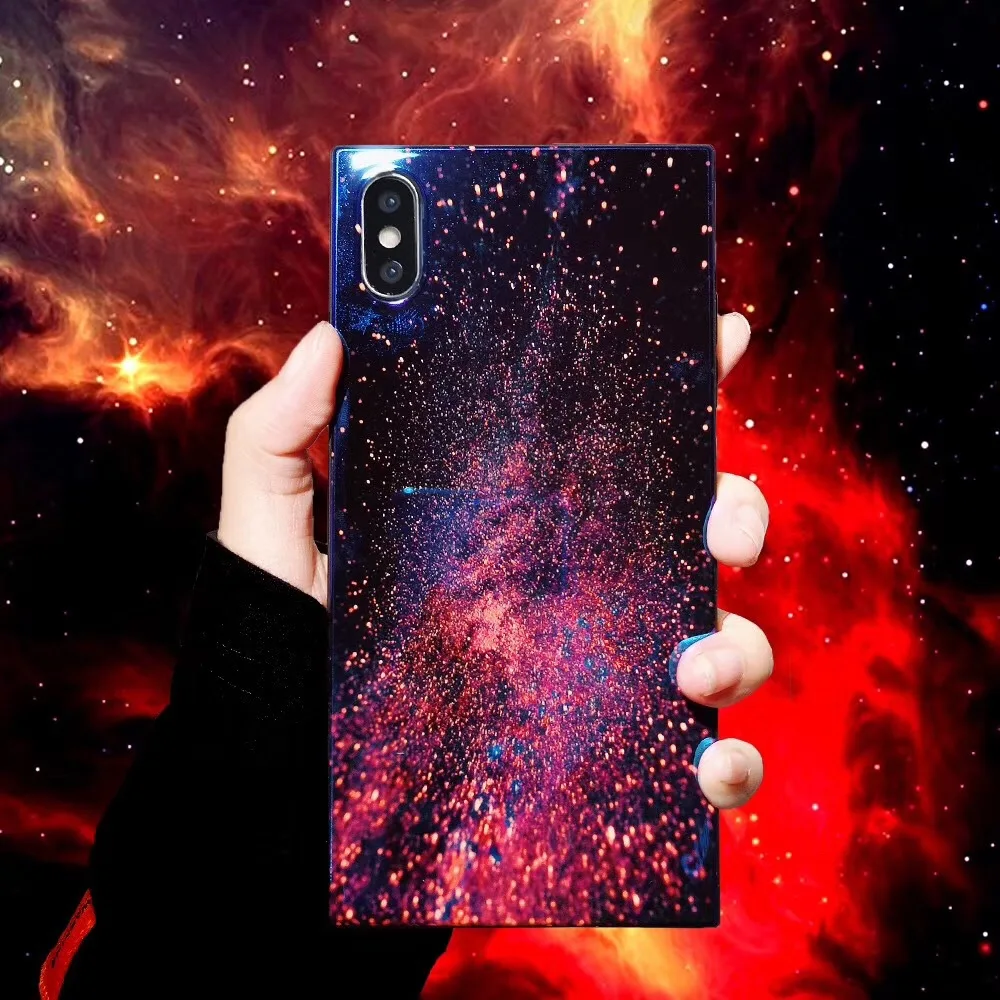Aoweziic Blu-ray star beautiful for iPhone XS MAX XR mobile phone case 6S 7plus square planet 8P soft shell tide