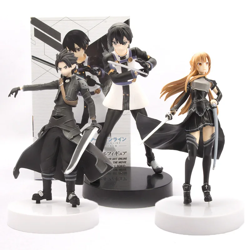 19cm Anime SAO Sword Art Online Asuna Yuuki Kirigaya Kazuto Action Figure Collectible Model Toy 19cm Anime SAO Sword Art Online Asuna Yuuki Kirigaya Kazuto Action Figure Collectible Model Toy