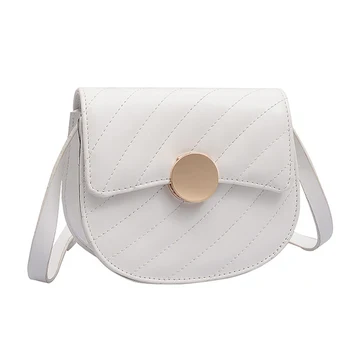 

ASDS-Cross Body Ladies Pu Leather Ladies Shoulder Bag Solid Color Semi-Circle Messenger Bag Saddle Bag