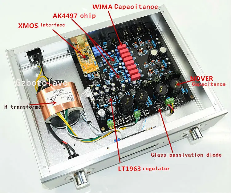 Роскошный двойной AK4497EQ сбалансированный декодер DAC волокно коаксиальный USB вход поддерживает DSD