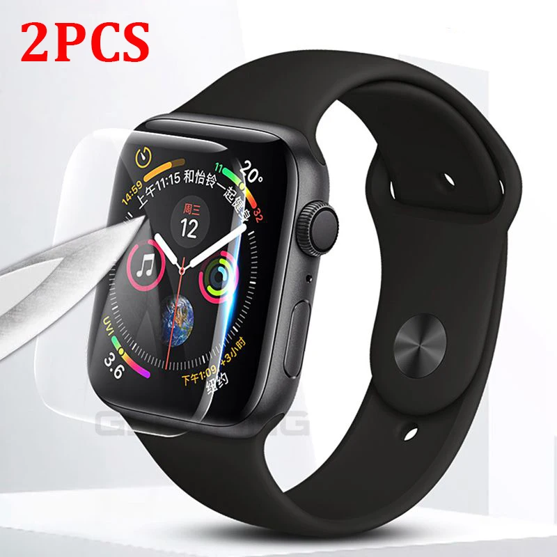 

2pcs For Apple Watch 38mm 42mm 40mm 44mm Screen Protector For i Watch 4 full Glue Thin Soft Not Tempered Glass 44/42/40/38 mm