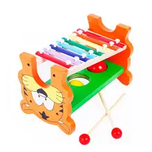 Тигр Деревянные 8 нот Ксилофоны стук пианино с шаровым типом ударов 2-в-1 играть музыкальный ударный инструмент игрушки для детей раннего обучения