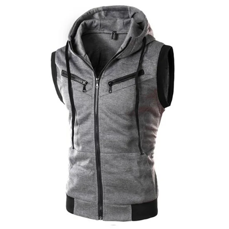 Koop Nieuwe Herfst Vest Mannen Casual Hooded Kraag Heren Vest Mouwloze Jas Mannen Mode Vesten