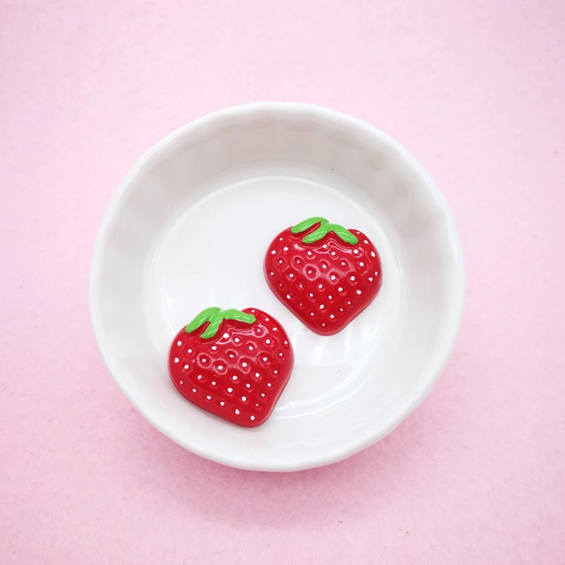 10 шт. моделирование клубника плоские пластмассовые материалы Kawaii DIY плоский полимер ремесло украшения поставки дети ручной работы украшения