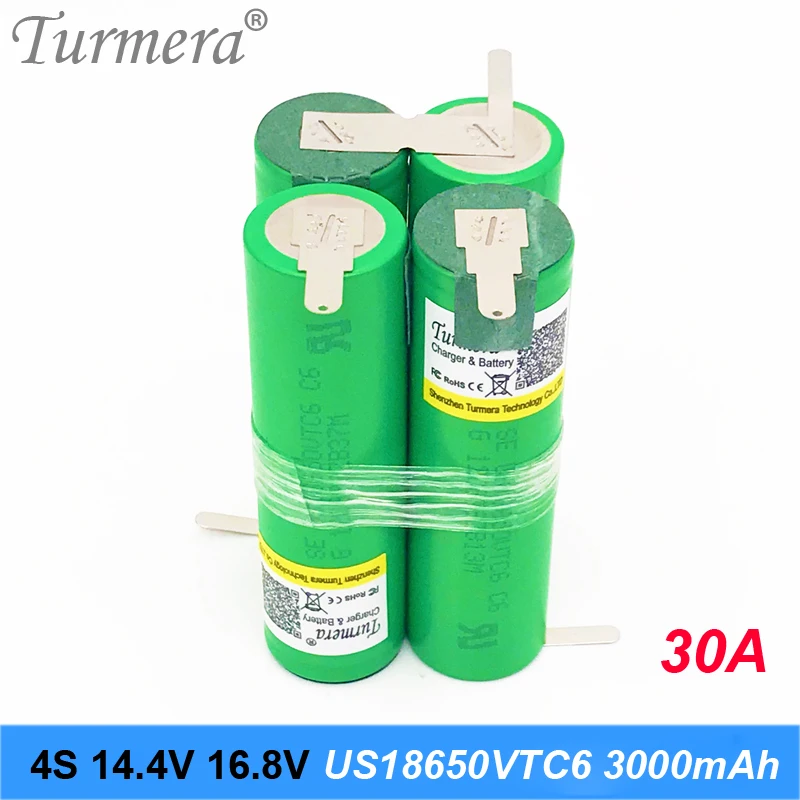Оригинальный аккумулятор vtc6 3S 12 6 V 4S 16 8 US18650VTC6 3000mah 30A ток разряда для шуруповерта