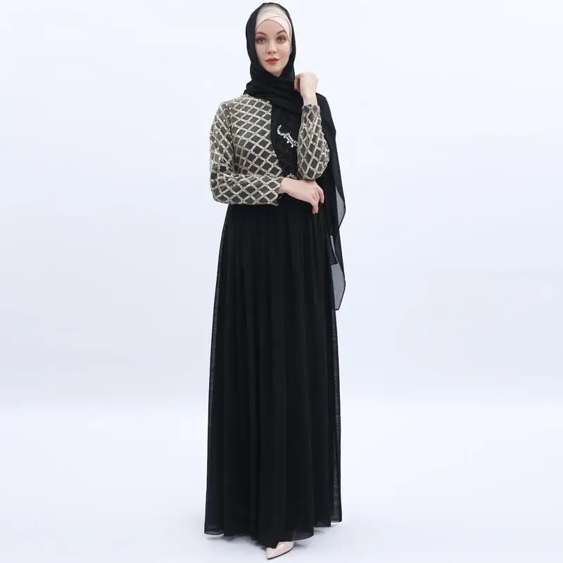 Abaya женское шифоновое длинное вечернее платье с блестками мусульманское Jilbab