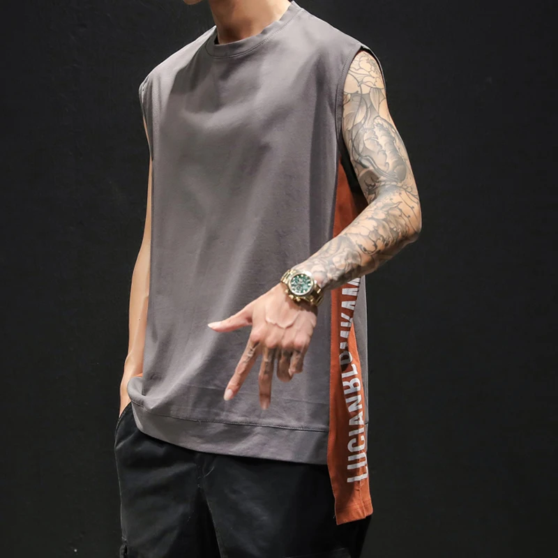 

Summer Fashion Men Tank Tops Casual Mens Clothing Trend Hip-Hop Top Tees Letter Printed