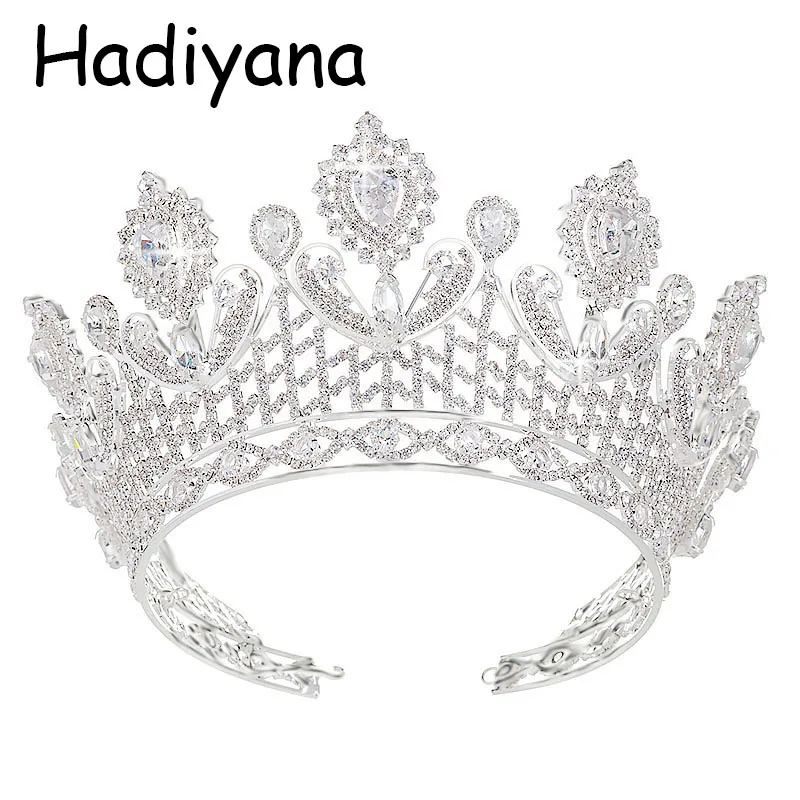 

Hadiyana Elegant Flower Cubic Zinconia Crown Princess Bridal Wedding tiara Decoration Headpiece Crowns Hair Accessories HG6014