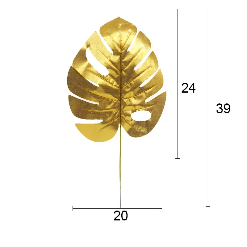 Gold Artificial Monstera Tropical Plam Tree Leaves Photography Background Fake Plants Wedding Birthday Party Home Decoration