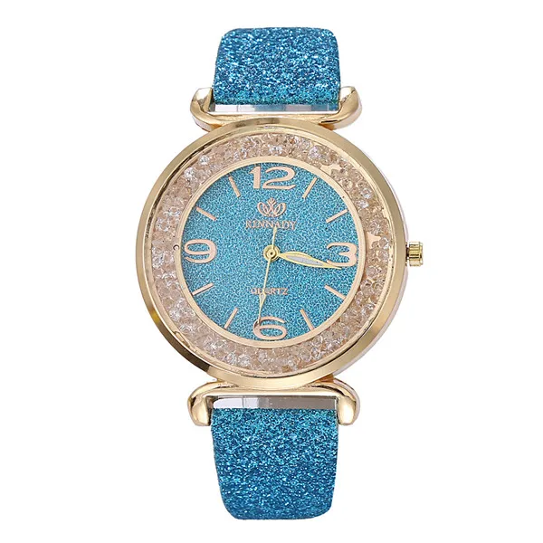 Модные женские часы Роскошные хрустальные стразы кварцевые наручные часы из нержавеющей стали Прямая поставка P40 - Цвет: Blue