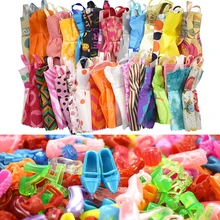 15 Item/Set Barbie Accessories=10 Pcs Mix Sorts Beautiful Barbie Clothes +5 Shoes Fashion Party For Barbie Doll Kid Gift Toys