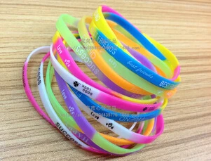 MOODPC Free Shipping Hot Selling 60pcs 5mm Fluorescent color Silicone Bracelet Justin Bieber Belieber Wristbands Jewelry