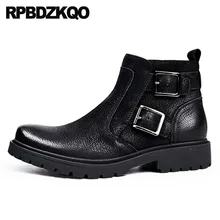 Ботиночки из натуральной кожи; высокое качество; искусственный мех; черные дизайнерские мотоциклетные ботинки; обувь на молнии с натуральным лицевым покрытием; зимние мужские ботинки