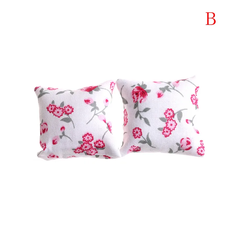 1PAIR Flower Pillow Cushions For Sofa Couch Bed 1//12 Dollhouse Miniature TEES