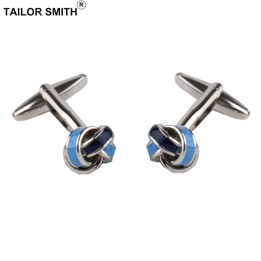 Tailor Smith Cufflink High Quality Mens Knot Cufflinks Red Blue Rose Silver Cufflinks Set with