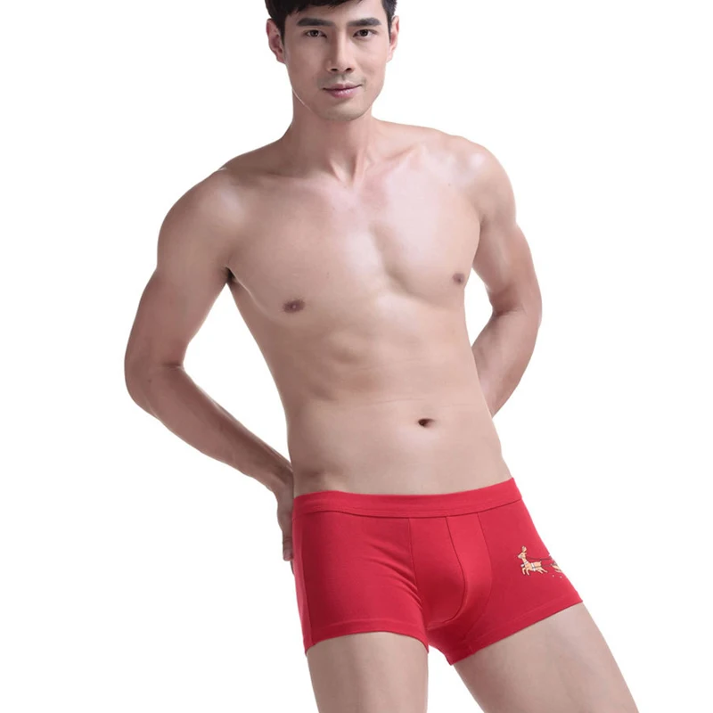 1 pcs cotton Breathable sexy Christmas printing underpants Men's underwear-in Boxers from
