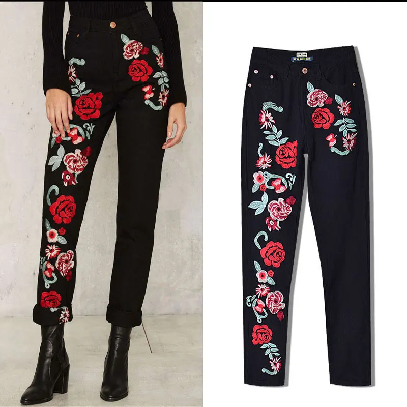 flower design jeans