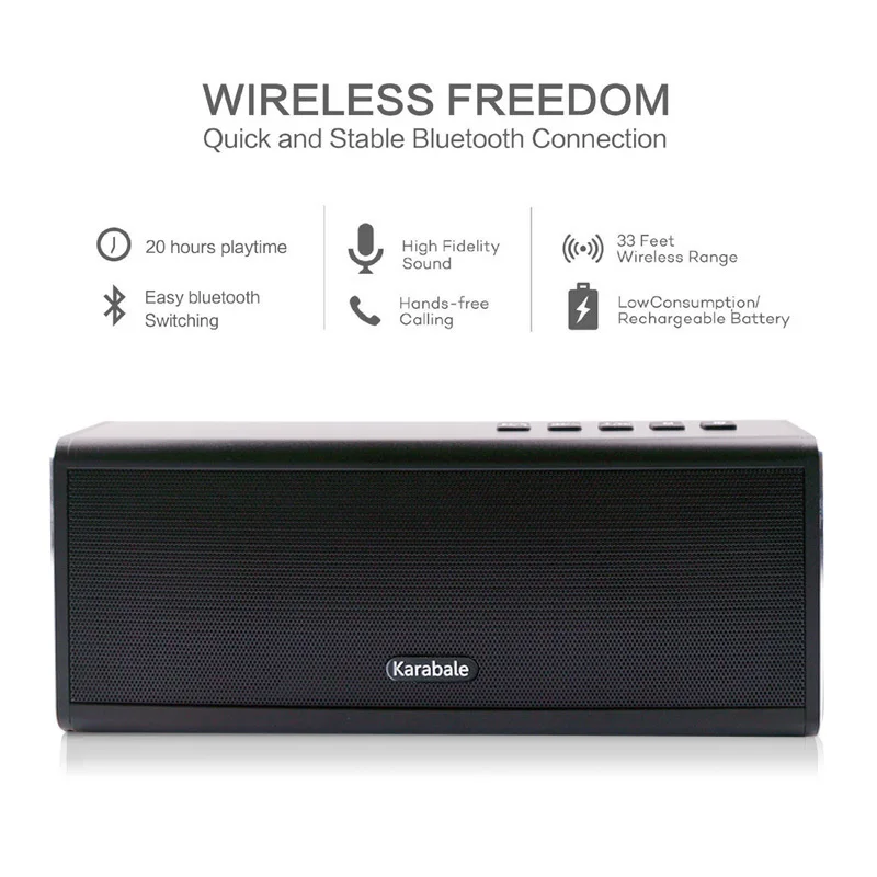 Портативная металлическая Bluetooth Колонка 20 Вт внешний аккумулятор 4400 мАч fm радио Hi