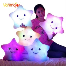 1 pçs 38cm led luz travesseiro, travesseiro luminoso brinquedos de natal, travesseiro de pelúcia, estrelas coloridas quentes, crianças brinquedos presente de aniversário