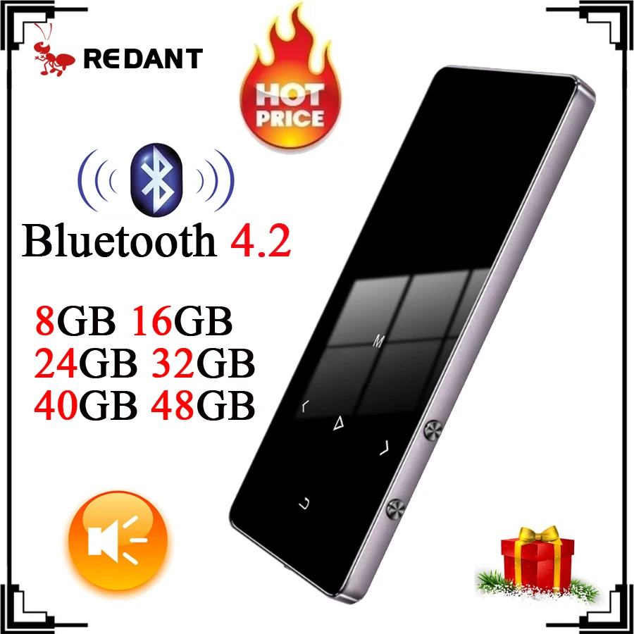 MP4 плеер с Bluetooth воспроизводителем MP3 MP4 плеер динамик тонкий Hifi экран сенсорные клавиши портативный металлический медиа радио FM 16 ГБ 32 ГБ