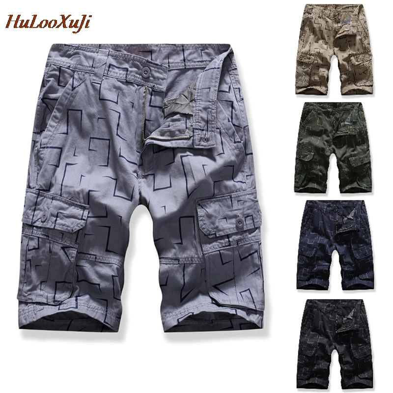 HuLooXuJi мужские летние шорты с модным принтом пляжные шорты мужские s повседневные брюки карго свободные с несколькими карманами уличные короткие брюки Размер США: 30-38