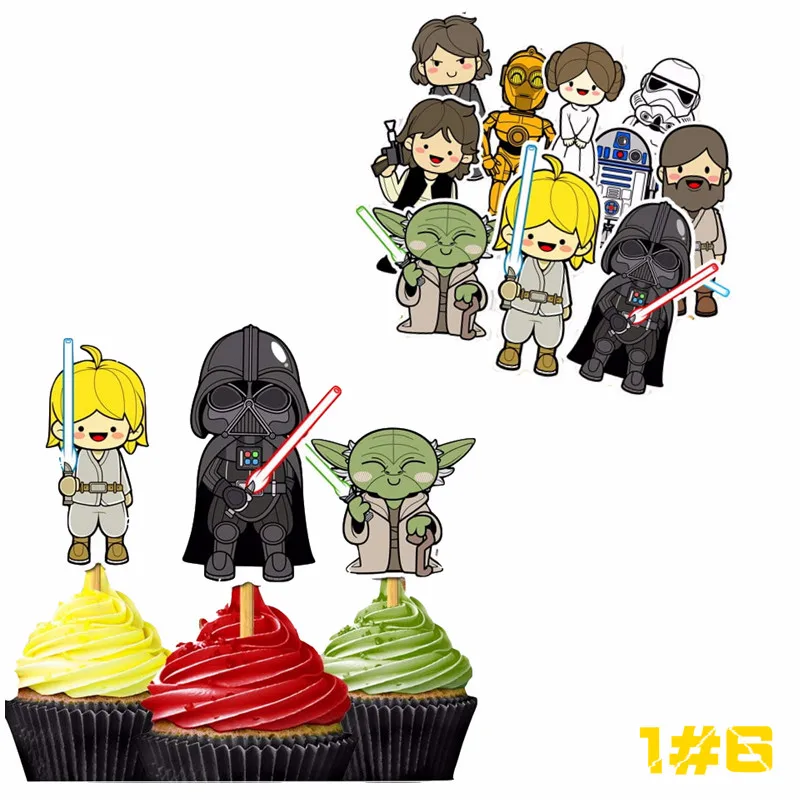 Стиль Звездные войны кекс Топпер тема из Звездных Войн вечерние украшения на день рождения поставки детский лучший подарок игрушки - Цвет: Светло-серый